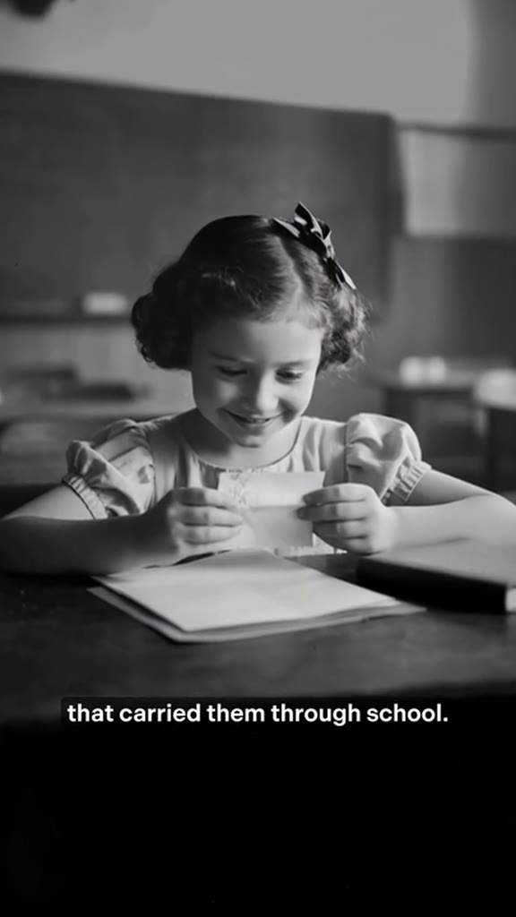 AI-generated documentary-style ad — black and white child drawing at a desk